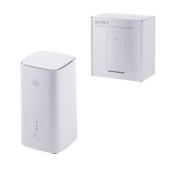 مودم روتر 5G مدل H155-381 با پشتیبانی از شبکه 5G NSA و SA، سرعت دانلود تا 5.4 گیگابیت، وایفای 6 AX3000، پشتیبانی از 128 کاربر همزمان، آنتن 11 دسیبل، فایروال با مدیریت از طریق اپلیکیشن Huawei AI Life